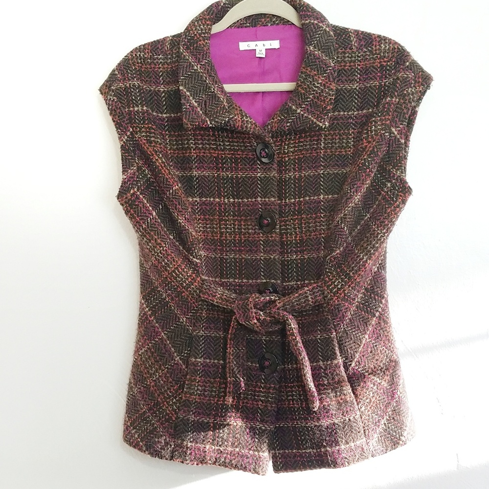 CAbi Cinch it Up wool blend tweed vest